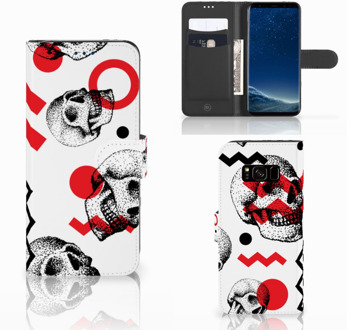 B2Ctelecom Bookcover Samsung S8 Design Skull Red