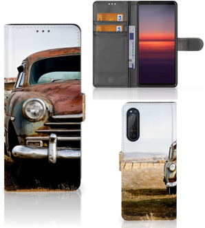 B2Ctelecom Bookcover Sony Xperia 5II Telefoonhoesje Vintage Auto