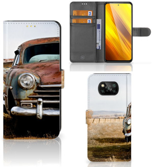 B2Ctelecom Bookcover Xiaomi Poco X3 Telefoonhoesje Vintage Auto