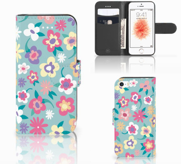 B2Ctelecom Bookhoesje iPhone SE Flower Power