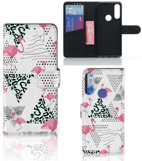 B2Ctelecom Bookstyle Case Alcatel 1S 2020 Telefoonhoesje Personaliseren Flamingo Triangle