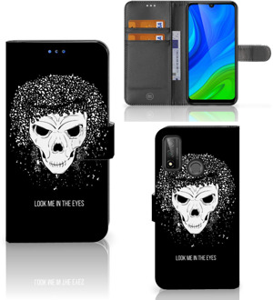 B2Ctelecom Bookstyle Case Huawei P Smart 2020 Telefoonhoesje met Tekst Skull Hair