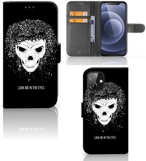 B2Ctelecom Bookstyle Case iPhone 12 | 12 Pro (6.1") Telefoonhoesje met Tekst Skull Hair