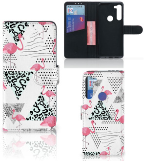 B2Ctelecom Bookstyle Case Motorola G8 Power Telefoonhoesje Personaliseren Flamingo Triangle