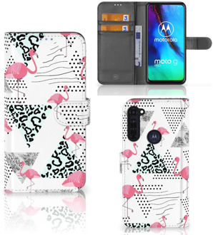 B2Ctelecom Bookstyle Case Motorola Moto G Pro Telefoonhoesje Personaliseren Flamingo Triangle