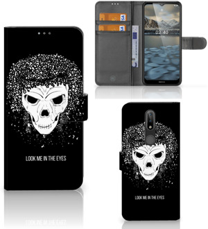 B2Ctelecom Bookstyle Case Nokia 2.4 Telefoonhoesje met Tekst Skull Hair