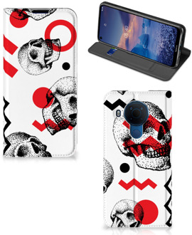 B2Ctelecom Bookstyle Case Nokia 5.4 Smart Cover Skull Red