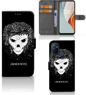 B2Ctelecom Bookstyle Case OnePlus Nord N100 Telefoonhoesje met Tekst Skull Hair