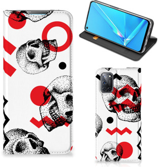 B2Ctelecom Bookstyle Case OPPO A52 | A72 Smart Cover Skull Red