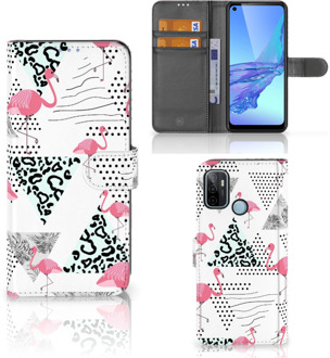 B2Ctelecom Bookstyle Case OPPO A53 | OPPO A53s Telefoonhoesje Personaliseren Flamingo Triangle