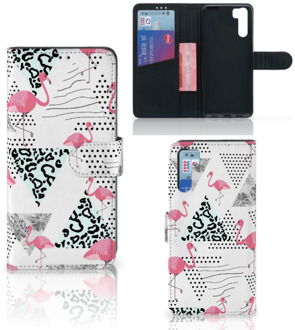 B2Ctelecom Bookstyle Case OPPO A91 | Reno3 Telefoonhoesje Personaliseren Flamingo Triangle