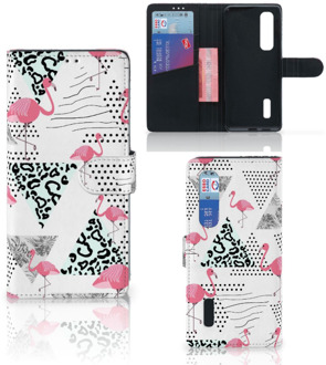 B2Ctelecom Bookstyle Case OPPO Find X2 Pro Telefoonhoesje Personaliseren Flamingo Triangle