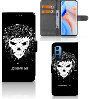 B2Ctelecom Bookstyle Case OPPO Reno 4 Pro 5G Telefoonhoesje met Tekst Skull Hair