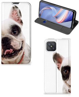 B2Ctelecom Bookstyle Case OPPO Reno4 Z 5G Smart Cover Franse Bulldog