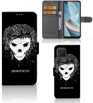 B2Ctelecom Bookstyle Case OPPO Reno4 Z Telefoonhoesje met Tekst Skull Hair