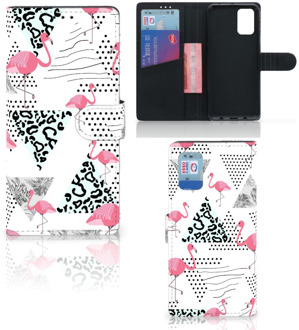 B2Ctelecom Bookstyle Case Samsung Galaxy A02s Flip Cover Samsung M02s Telefoonhoesje Personaliseren Flamingo Triangle