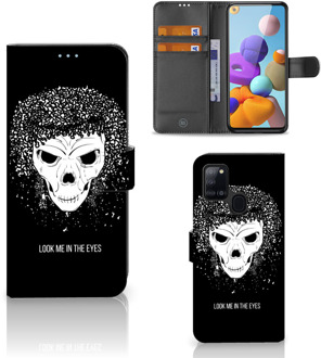 B2Ctelecom Bookstyle Case Samsung Galaxy A21s Telefoonhoesje met Tekst Skull Hair