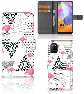 B2Ctelecom Bookstyle Case Samsung Galaxy A31 Telefoonhoesje Personaliseren Flamingo Triangle