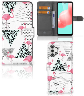 B2Ctelecom Bookstyle Case Samsung Galaxy A32 5G Telefoonhoesje Personaliseren Flamingo Triangle