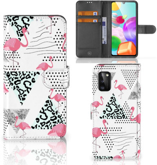 B2Ctelecom Bookstyle Case Samsung Galaxy A41 Telefoonhoesje Personaliseren Flamingo Triangle