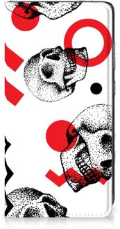 B2Ctelecom Bookstyle Case Samsung Galaxy A52 Smart Cover Skull Red