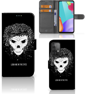 B2Ctelecom Bookstyle Case Samsung Galaxy A52 Telefoonhoesje met Tekst Skull Hair Zwart