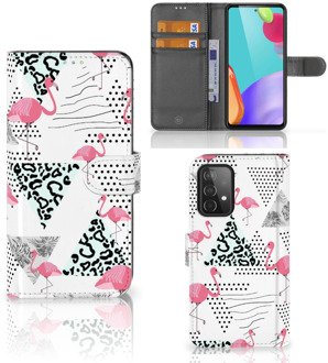 B2Ctelecom Bookstyle Case Samsung Galaxy A52 Telefoonhoesje Personaliseren Flamingo Triangle