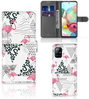 B2Ctelecom Bookstyle Case Samsung Galaxy A71 Telefoonhoesje Personaliseren Flamingo Triangle