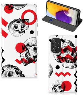 B2Ctelecom Bookstyle Case Samsung Galaxy A72 (5G/4G) Smart Cover Skull Red