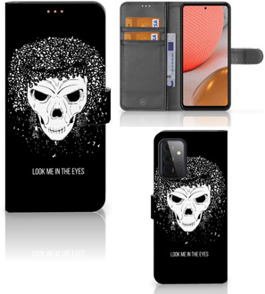 B2Ctelecom Bookstyle Case Samsung Galaxy A72 Telefoonhoesje met Tekst Skull Hair