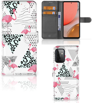 B2Ctelecom Bookstyle Case Samsung Galaxy A72 Telefoonhoesje Personaliseren Flamingo Triangle