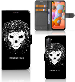 B2Ctelecom Bookstyle Case Samsung Galaxy M11 | A11 Telefoonhoesje met Tekst Skull Hair