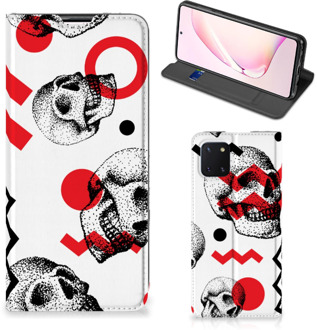 B2Ctelecom Bookstyle Case Samsung Galaxy Note 10 Lite Smart Cover Skull Red