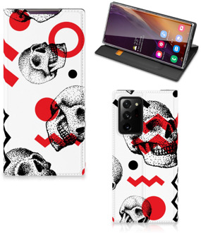 B2Ctelecom Bookstyle Case Samsung Galaxy Note 20 Ultra Smart Cover Skull Red