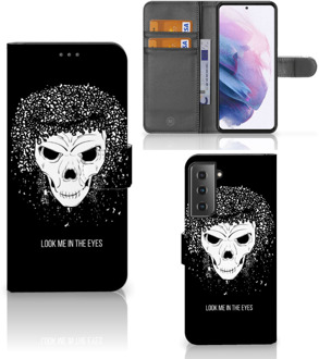 B2Ctelecom Bookstyle Case Samsung Galaxy S21 Plus Telefoonhoesje met Tekst Skull Hair