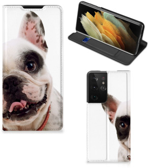 B2Ctelecom Bookstyle Case Samsung Galaxy S21 Ultra Smart Cover Franse Bulldog