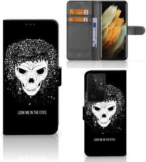 B2Ctelecom Bookstyle Case Samsung Galaxy S21 Ultra Telefoonhoesje met Tekst Skull Hair