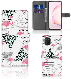 B2Ctelecom Bookstyle Case Samsung Note 10 Lite Telefoonhoesje Personaliseren Flamingo Triangle