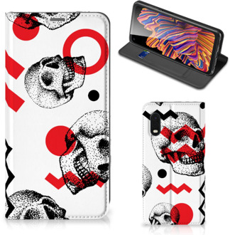 B2Ctelecom Bookstyle Case Samsung Xcover Pro Smart Cover Skull Red