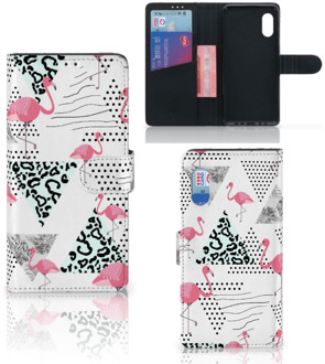 B2Ctelecom Bookstyle Case Samsung Xcover Pro Telefoonhoesje Personaliseren Flamingo Triangle