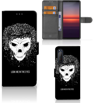 B2Ctelecom Bookstyle Case Sony Xperia 5II Telefoonhoesje met Tekst Skull Hair