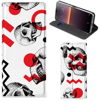 B2Ctelecom Bookstyle Case Sony Xperia L4 Smart Cover Skull Red