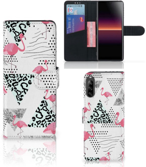 B2Ctelecom Bookstyle Case Sony Xperia L4 Telefoonhoesje Personaliseren Flamingo Triangle