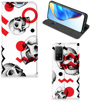 B2Ctelecom Bookstyle Case Xiaomi Mi 10T | 10T Pro Smart Cover Skull Red