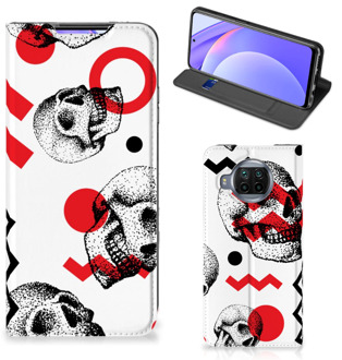 B2Ctelecom Bookstyle Case Xiaomi Mi 10T Lite Smart Cover Skull Red