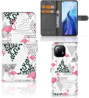 B2Ctelecom Bookstyle Case Xiaomi Mi 11 Telefoonhoesje Personaliseren Flamingo Triangle