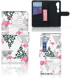 B2Ctelecom Bookstyle Case Xiaomi Mi Note 10 Pro Telefoonhoesje Personaliseren Flamingo Triangle