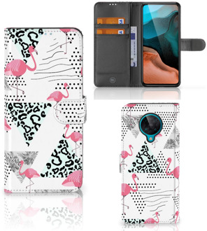 B2Ctelecom Bookstyle Case Xiaomi Poco F2 Pro Telefoonhoesje Personaliseren Flamingo Triangle