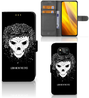 B2Ctelecom Bookstyle Case Xiaomi Poco X3 Telefoonhoesje met Tekst Skull Hair