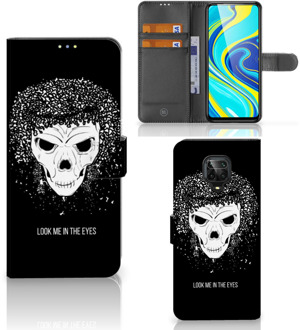 B2Ctelecom Bookstyle Case Xiaomi Redmi Note 9 Pro | Note 9S Telefoonhoesje met Tekst Skull Hair